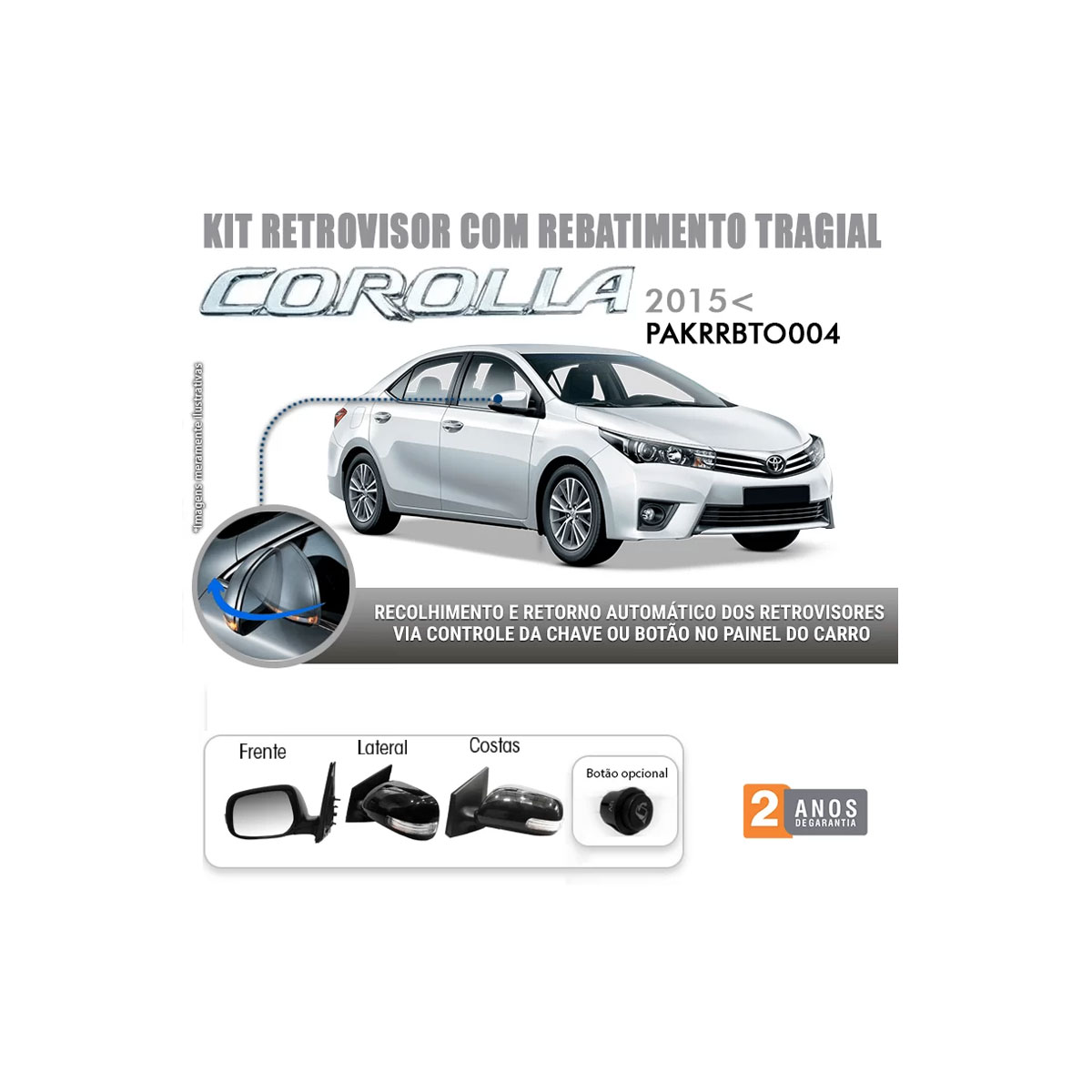 Kit de rebatimento tilt-down dos retrovisores - Onix / Cobalt